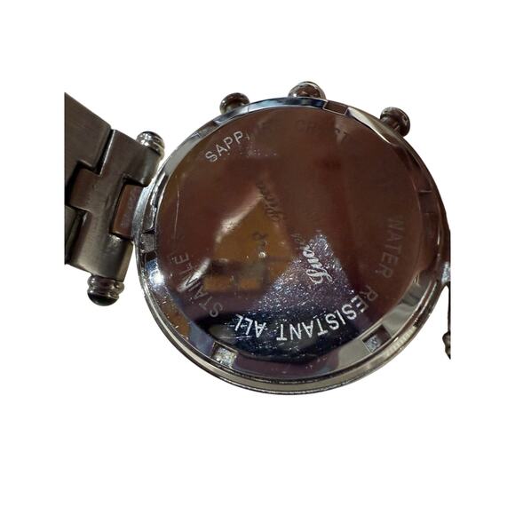 Lucien Piccard 3ATM Swiss Chrono Watch Diamond Bezel Emerald Button Bling main image 8